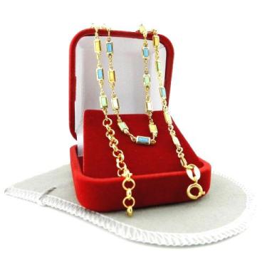 Imagem de Pulseira Feminina 19/23cm 3mm Colorida Folheada Ouro PL416 - Wnbijoute