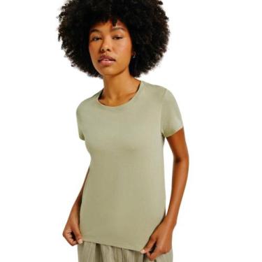 Imagem de Blusa hering slim manga curta feminino ref: her0241, Verde, EXG