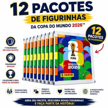 Imagem de Kit 12 Pacotes Figurinhas Copa Do Mundo 2026 Álbum Panini Coleção Ofic