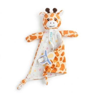 Imagem de Naninha de Pelúcia Girafa Pimpolho com Prendedor de Chupeta Laranja 2+