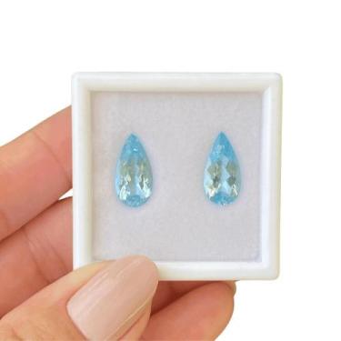 Imagem de Água Marinha Azul Gota Par 6,32ct - SP GEMAS