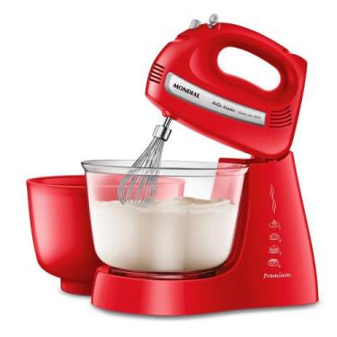 Imagem de Batedeira Bella Massa Mondial Vermelha e Inox 500W B-55-R, 220V