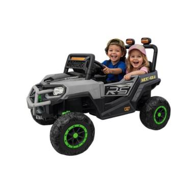 Imagem de Carrinho Eletrico Infantil Jipe Force com Dois Assentos Controle Remoto Rodas Largas Cinza Unitoys
