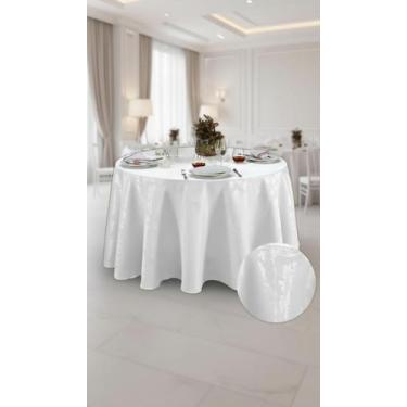 Imagem de Toalha de Mesa Redonda Jacquard 2,80m Branca - Congratulations Store