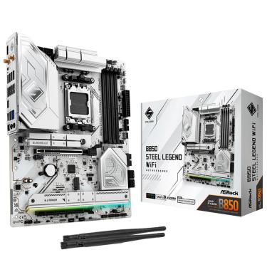 Imagem de Placa Mãe Asrock B850 Steel Legend com Wi-Fi 7 e DDR5 Preto 90-MXBQS0-A0UAYAZ