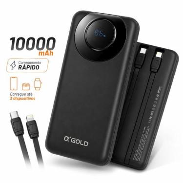 Imagem de Carregador Portátil Power Bank 10000mAh 3.1A USB-C Lightning Cabos Int