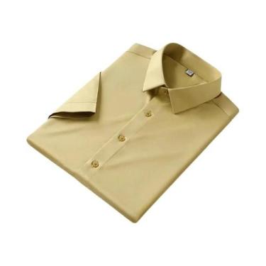 Imagem de Camisa Social Masculina Preta De Seda 5XL Manga Curta Sem Passar a Fer