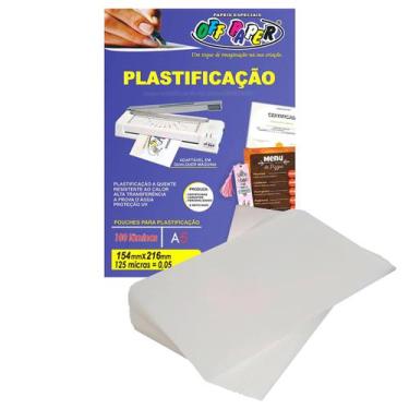 Imagem de Pouch Film Plástico para Plastificação A5 154x216mm 125 micras 0,05mm 