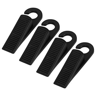 Imagem de FYY Rolha de porta de borracha clássica tipo gancho tipo cunha (pacote com 4) Resistente e empilhável batente de porta funciona em todas as superfícies de piso, madeira, concreto,