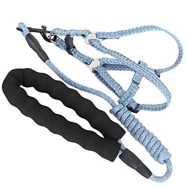 Imagem de 01 02 015 Peitoral para animais de estimação, design de colete azul antiperda ajustável com guia para cães (P (adequado para 3-8 kg))