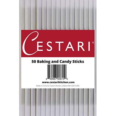 Imagem de Cestari Palitos de bolo – não dobram ou caem – Acessórios para fabricação de doces – Papel de qualidade alimentar – Compostável – Ferramentas e acessórios – Conjunto de 50 palitos brancos de sobremesa de 11 cm de comprimento