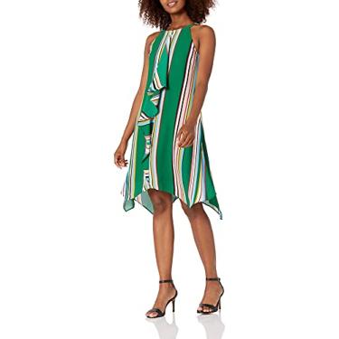 Imagem de Adrianna Papell Vestido de lenço listrado feminino, Verde multi, 38