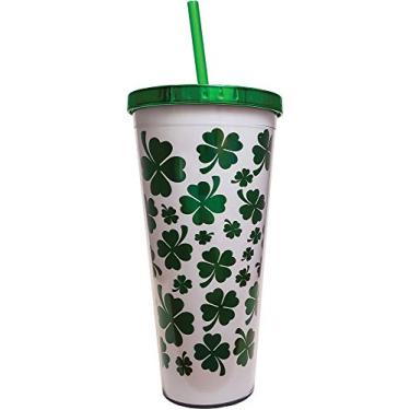 Imagem de Spoontiques Copo de alumínio com canudo, 590 ml, branco