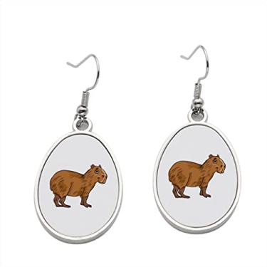 Imagem de SpreadPassion Brinco com ilustração de desenho animado de animais capivara, brincos pendentes para mulher, presente de festa de aniversário dos namorados, Metal, Sem pedra preciosa