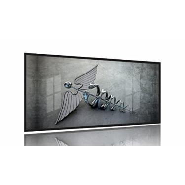 Imagem de Quadro Medicina Contabilidade Caduceu Cinza 130x60 Moldura Preta 2x2