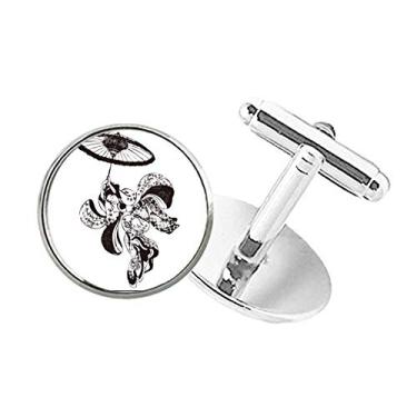 Imagem de DIYthinker Japão, mulher, guarda-chuva, ilustração, botão redondo, abotoaduras, abotoaduras