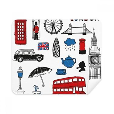 Imagem de London Big Ben Booth Rain Mailbox Pano de limpeza Limpador de tela 2 peças Tecido de camurça