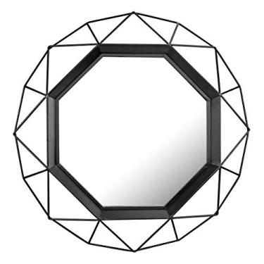 Imagem de Stonebriar Espelho de parede decorativo preto 72 cm geométrico de metal com suportes de montagem, decoração moderna para sala de estar, quarto, banheiro, corredor e entrada