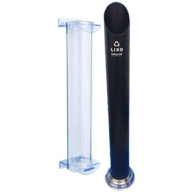 Imagem de Kit Dispenser Acrílico Fure Agua + Lixeira Preta Para Copo