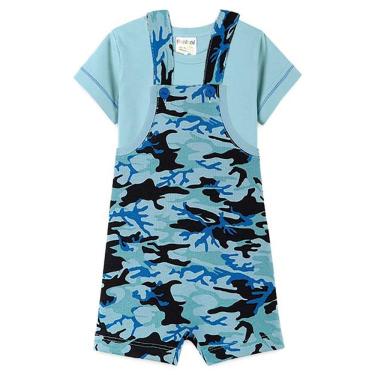Imagem de Conjunto Infantil Bebê Menino Camiseta Com Jardineira Safari