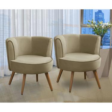 Imagem de Kit 2 Poltronas Para Sala Decorativa Isadora Suede Bege Madelina Decor