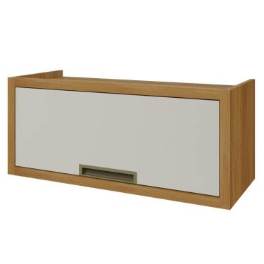 Imagem de  Armário Aéreo Geladeira Imperatriz Nesher 80cm Porta basculante - Freijó/Off White