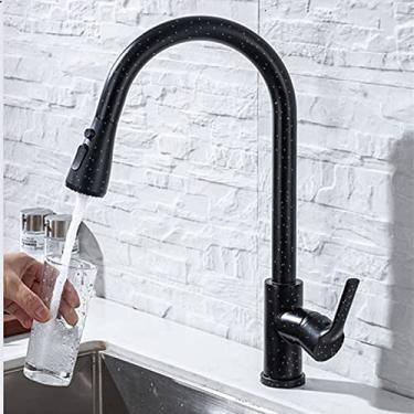 Imagem de Torneira de cozinha preta torneira de cozinha puxe para fora pia de cozinha misturador de níquel escovado cabeça de pulverizador de corrente cromada torneira de água de cozinha, 04043PBWM estrela preto, China