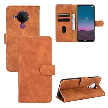 Imagem de HONGYAN Capa de telefone Para Nokia 5.4 Cor de cor sólida Feia magnética fivela horizontal Flip Bezer Capa protetora