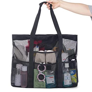 Imagem de Saco de Chuveiro Grande,Bolsa de praia de malha bolsa de banho grande bolsa de higiene pendurada bolsa essencial para dormitório universitário bolsa de lavagem portátil bolsa cosmética de se