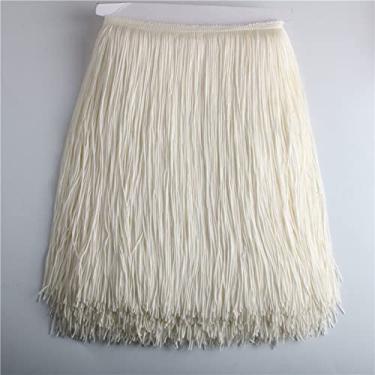 Imagem de 10 jardas/lote 30 cm de comprimento franja de renda guarnição de borla para diy vestido latino acessórios de roupas de palco fita de renda, bege, 10 jardas