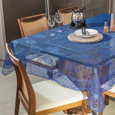 Imagem de Toalha de Mesa - Retangular 6 Lugares -160X220 - Renda Rosas Cor:Azul