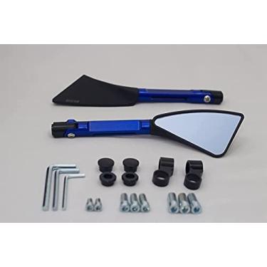 Imagem de Espelho Retrovisor Aluminio CNC Piramide Encaixe Universal Haste Azul