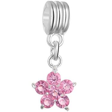 Imagem de Pingente de strass de cristal com flores da RUBYCA com várias cores para fabricação de joias, Light Rose Pink, 10 Pcs, 10