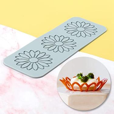 Imagem de TUKE Moldes de silicone de folhas 3D tapete de fondant de bolo de flores moldes de massa de folha de abelha molde de renda oca de chocolate (girassol_23 x 8 x 0,3 cm_F)