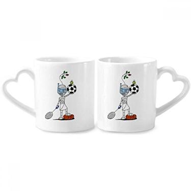 Imagem de Sports Mummy Horus Soccor Balls Casal Caneca Conjunto Cerâmica Amante Copo Coração Alça