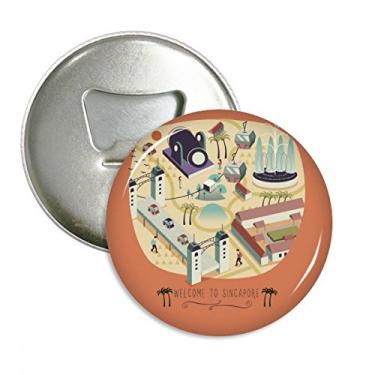 Imagem de Welcome to Singapore Landmarks abridor de garrafas com ímã de geladeira emblema multifuncional