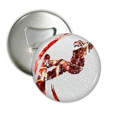 Imagem de Skate esportivo Aquarela Esqui Ilustração Abridor de Garrafas Ímã de Geladeira Emblema Multifuncional