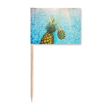 Imagem de PineFruit Red Fruits Picture Blue Water Toothpick Flags Marker Topper Decoração de Festa
