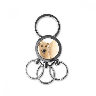Imagem de Chaveiro Sle White Dog Pet Picture Aço Inoxidável Metal Chaveiro Carro Chaveiro Clipe Presente, Multicolorido.