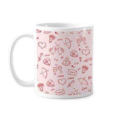 Imagem de Caneca de cerâmica para café e porcelana com corações vermelhos e rosa para o Dia dos Namorados
