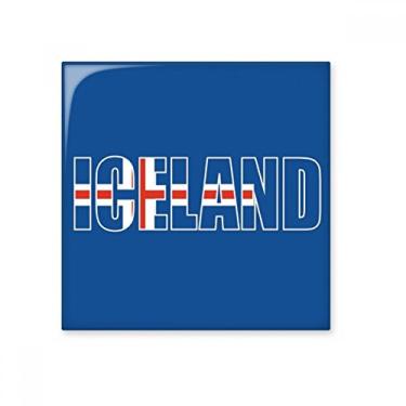 Imagem de Nome da bandeira da Islândia azulejo de cerâmica brilhante banheiro cozinha parede decoração presente artesanato