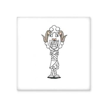 Imagem de Egypt Mummy Horus chapéu de ovelha azulejo de cerâmica brilhante decalque pedra adornada tijolo vitrificado
