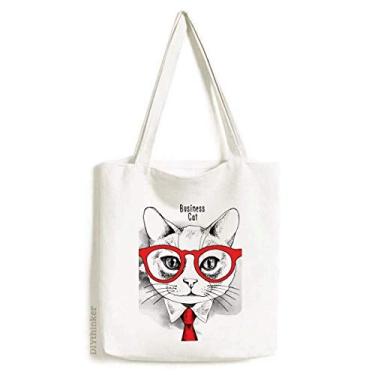 Imagem de Bussiness Cat Head Protect Animal Pet Lover, sacola de lona, bolsa de compras, bolsa casual
