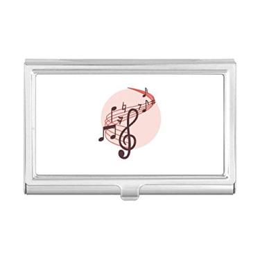 Imagem de Carteira vermelha em formato redondo Movg notas musicais porta-cartões de visita caixa de bolso