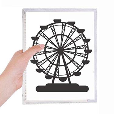 Imagem de Caderno com desenho de roda gigante preta para parque de diversões, folhas soltas, diário recarregável, papelaria
