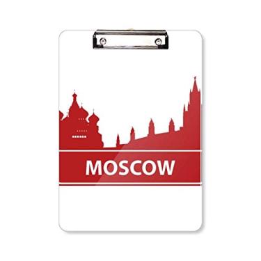 Imagem de Moscow Rússia Padrão de Marco Vermelho Prancheta Pasta Bloco de Escrita Placa de Apoio A4