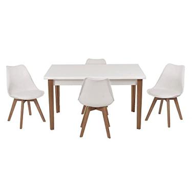 Imagem de Conjunto Mesa de Jantar Luiza 135cm Branca com 4 Cadeiras Leda - Branco