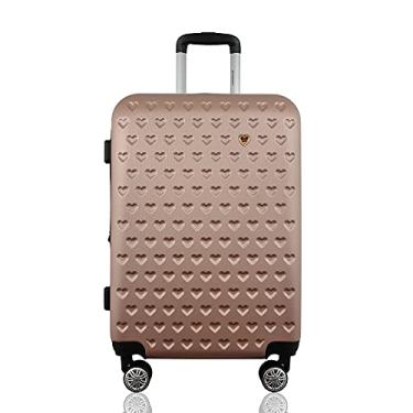 Imagem de Mala de Viagem Média 23kg Despachada Expansiva Rígida Rodas Duplas 360º Cadeado TSA Gladiador C1M Rose Gold