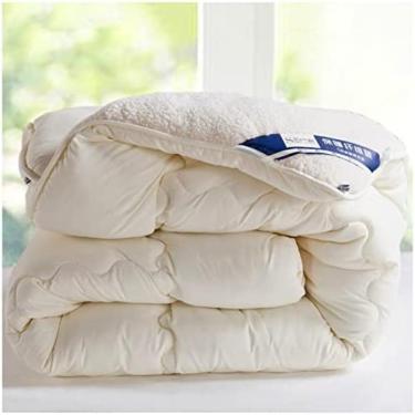 Imagem de Edredom Quente De Inverno E Verão, Lã É Luxuoso Edredom Super Macio Colcha De Lã Para Todas As Estações, Edredom De Penas Macio E Durável, Lavável Na Máquina,Branco,200x230cm (3kg),Pleasant63