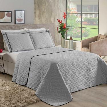 Imagem de Cobre Leito Queen Bella 100% Algodão 3 Peças - Cinza